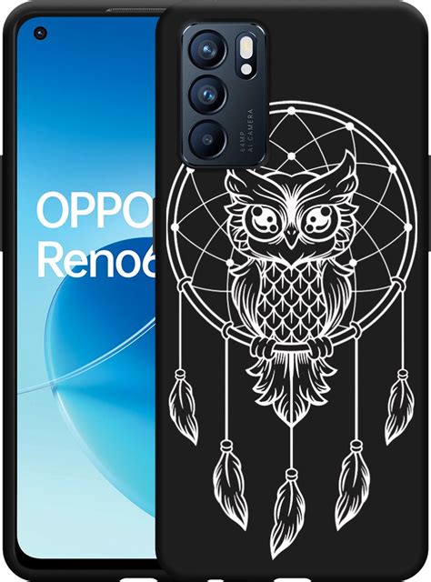 Oppo Reno G Hoesje Zwart Dream Owl Mandala White Designed By Cazy Bol