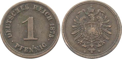 Kleinmünzen 1 Pfennig 1875 D VF MA Shops