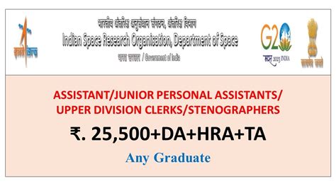 Isro Recruitment Assistant Unior Personal Assistants Upper