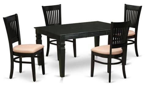 East West Furniture Weston Piece Traditional Wood Dining Set In Black