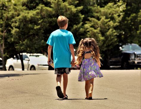 children walking holding hands  stock photo public domain