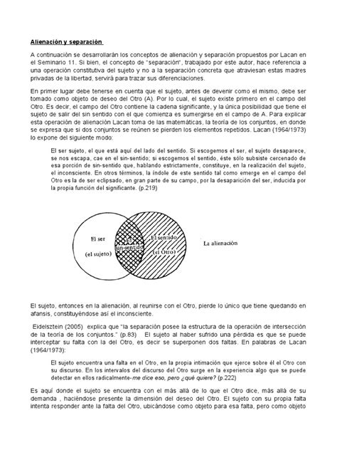 Alienación Y Separación Pdf Jacques Lacan Alienación Social