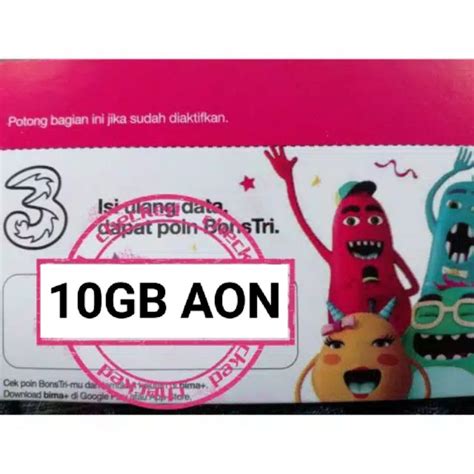 Jual VOUCHER FISIK KUOTA TRI 10GB AON MASA AKTIF 1 TAHUN KUOTA NASIONAL