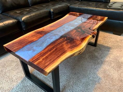 Epoxy Resin River Coffee Table Rustic Coffee Table Custom Etsy