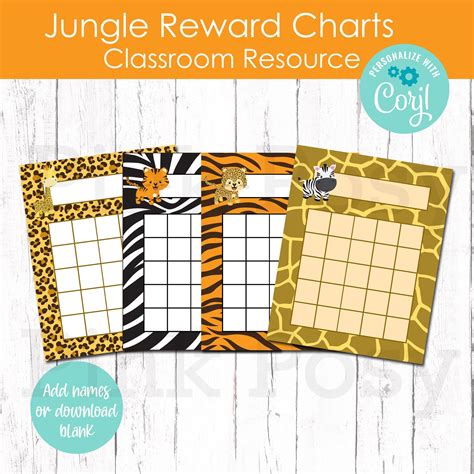 Editable Reward Charts Jungle Reward Charts Classroom Etsy In