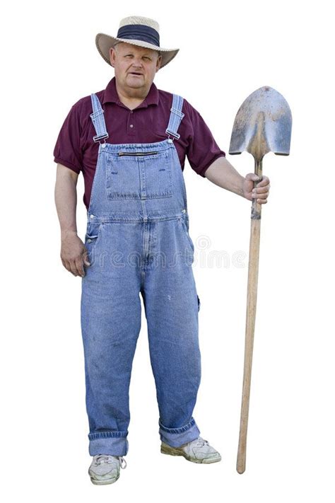 Old Farmer With Overalls On A Old Farmer With Denim Overalls And A Sun Hat Work Ad Denim