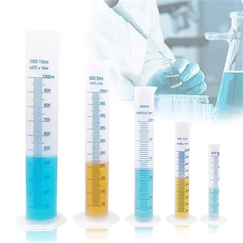 Kalevel 5pcs Measuring Cylinders Graduated Cylinder Set Clear Plastic Measuring Cylinder