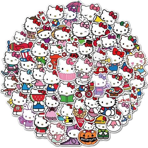 50pcs Hello Kitty Sticker Toys for Girls Kawaii Stickers Cute Sticker ...