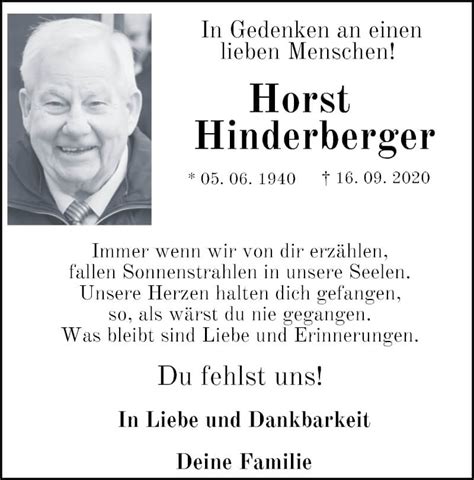 Traueranzeigen Von Horst Hinderberger M Rkische Onlinezeitung