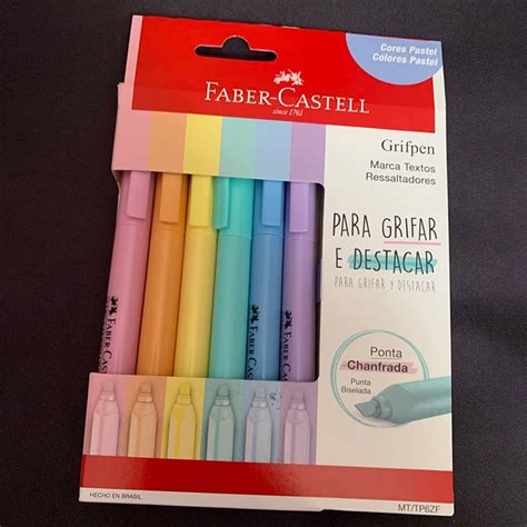 Faber Castell Grifpen Caneta Marca Texto Tons Pastel 6 Cores