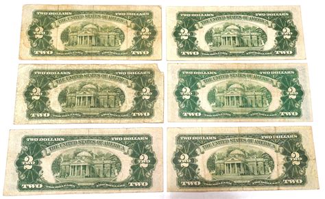 Three 3 Notes Series 1928 Big Red Seal Two 2 Dollar Us Note Old Paper