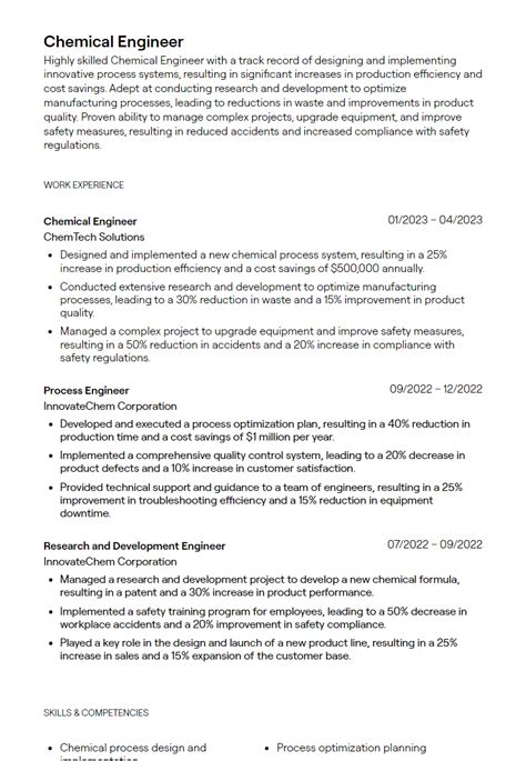 1 Chemical Engineer Resume Examples With Guidance