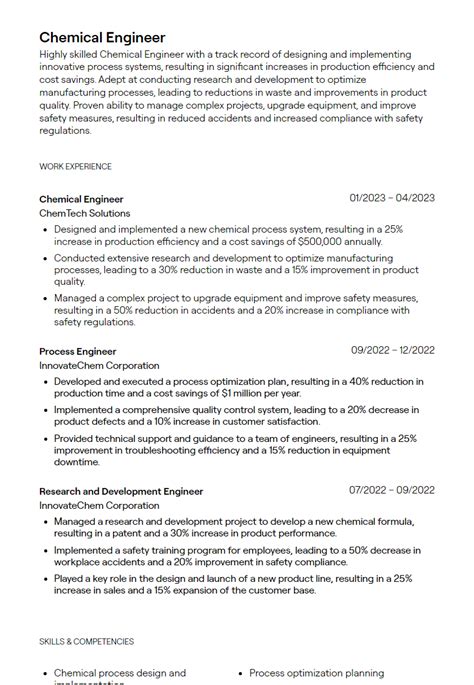 Chemical Engineer Resume Examples With Guidance