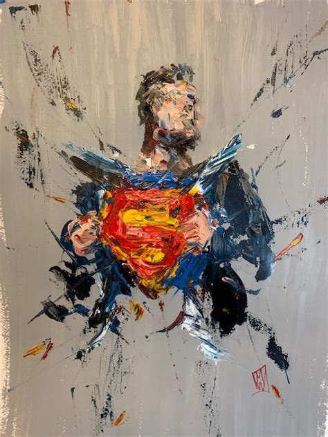 Fan Art 18x24 Abstract Superman Palette Knife Painting By Mike