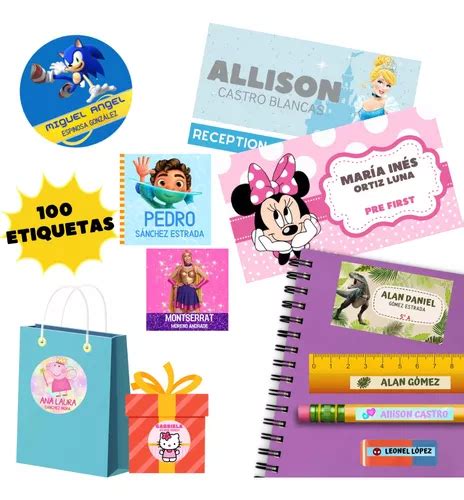 Etiquetas Escolares Personalizadas Para Lápices Cuadernos Mercadolibre