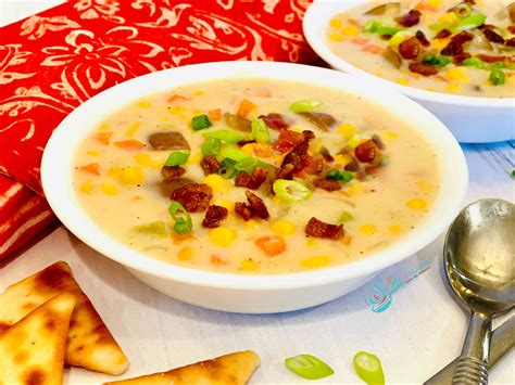 Creamy Potato Corn Chowder With Bacon - Swirls of Flavor