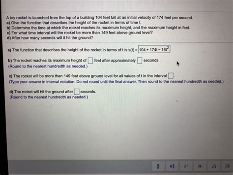 Solved A Toy Rocket Is Launched From The Top Of A Building Chegg