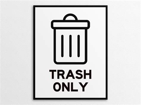 Printable Trash Only Signs In Us Letter And A4 Sizes Instant Download