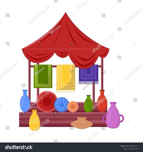 Booth Stand Vector Illustration Oriental Bazaar Stock Vector Royalty