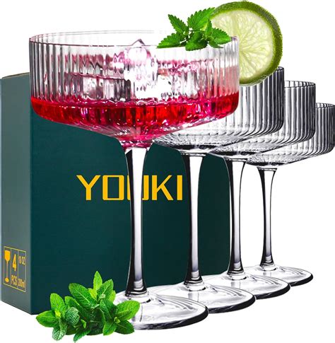 Amazon YOUKI Martini Glasses Set Of 4 Margarita Glasses Cocktail