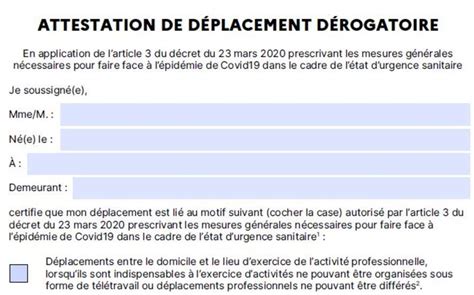 Actualités Coronavirus voici la nouvelle version de l attestation