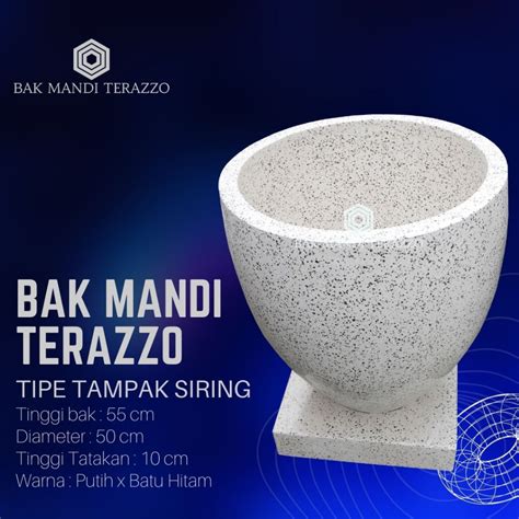 Jual Bak Mandi Terazzo Tipe Tampak Siring Varian Putih X Batu Hitam