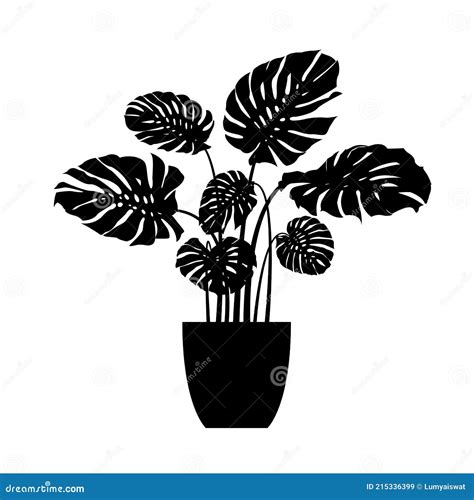 Monstera The Potted Plant Vector Silhouette Stock Vector Illustration