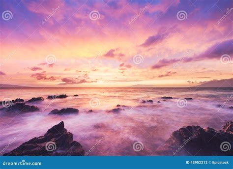 Beautiful Sunset Sea Beach Glowing Stock Photo Image Of Hawaii Magic