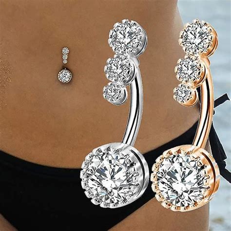 Crystal Belly Button Rings Navel Ring Zirkon Drop Dingle Body Belly