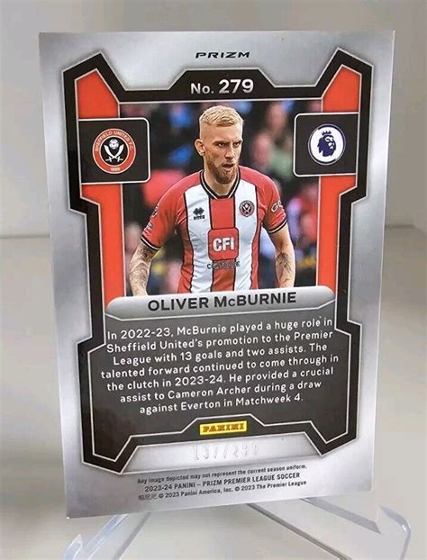 OLIVER MCBURNIE Sheffield United 299 Blue 2023 24 Panini EPL Prizm EBay