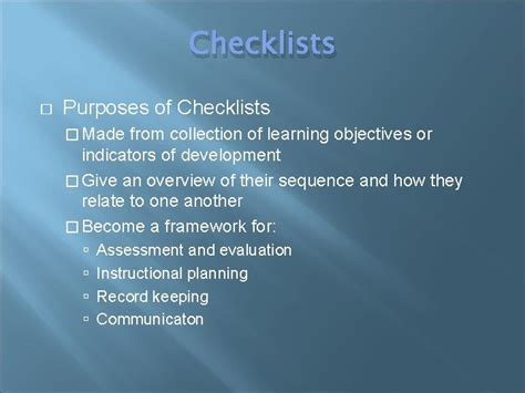 Chapter Checklists Rating Scales Rubrics Lecture By