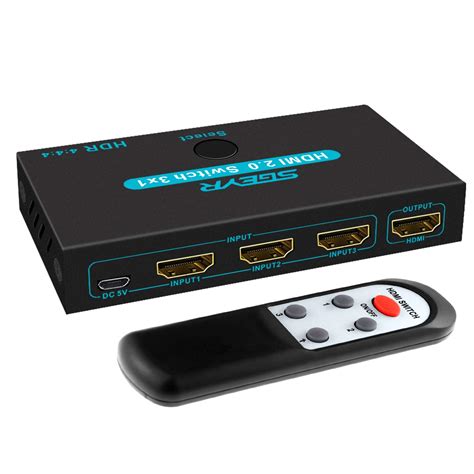 SGEYR HDMI 2 0 Switch Splitter 3 Port 4K HDMI Switcher 3 In 1 Out Metal