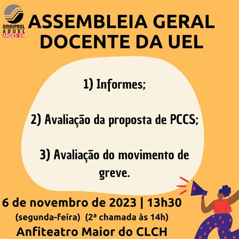 Docentes Da Uel Mant M Greve E Marcam Nova Assembleia Para Segunda