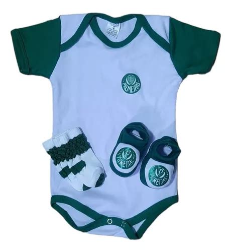 Kit Bebê Torcedor Bodie Meia Pantufa Palmeiras Parcelamento sem juros