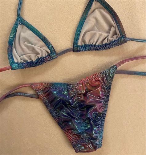 Iridescent Scrunch Back Bikini Ravewear Dancewear Sexy Etsy