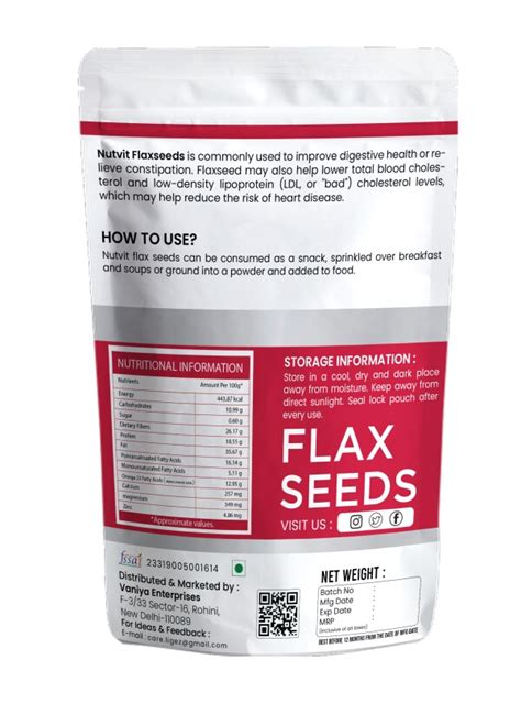 Nutvit Organic Flax Seeds Raw Unroasted Alsi Seeds For Eating Weight Loss Diet Snack Food