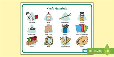 Craft Materials Word Mat Teacher Made Twinkl