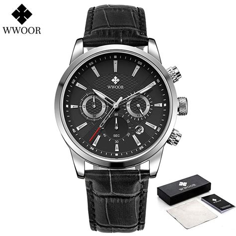 Wwoor Design Men Watches Top Brand Luxury Waterproof Leather Quartz