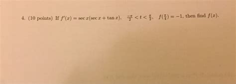 Solved If F X Sec X Sec X Tan X Pi 2