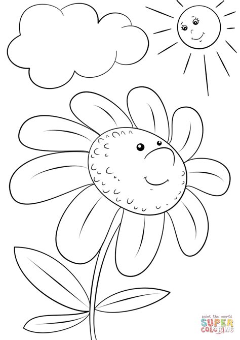 Cartoon Flower Character Coloring Page Free Printable Coloring Pages