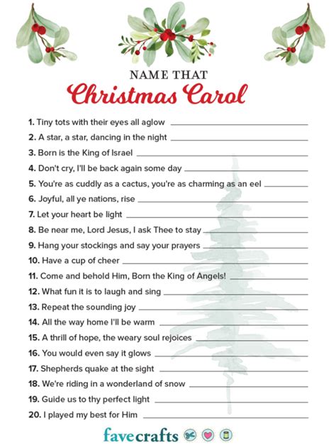 Name That Christmas Carol Game With Answers Free Printable Pdf Artofit