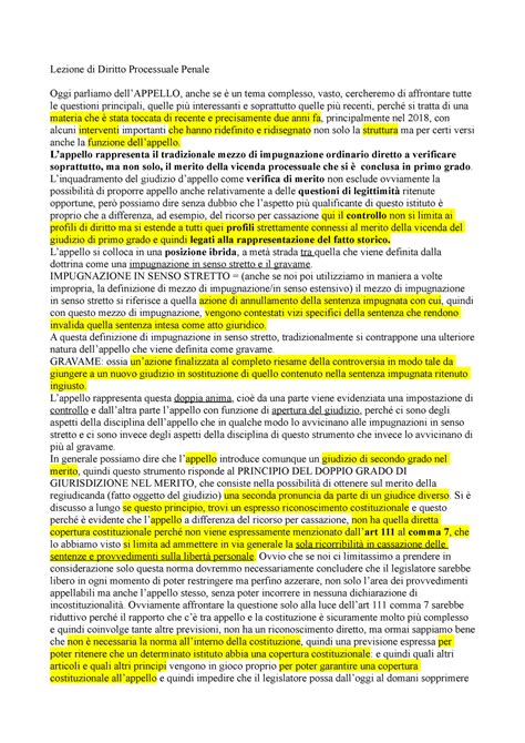 29 Appello Lezione Di Diritto Processuale Penale Oggi Parliamo Dell