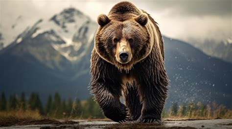 Premium AI Image | A breathtaking shot of a Grizzly Bear his natural ...