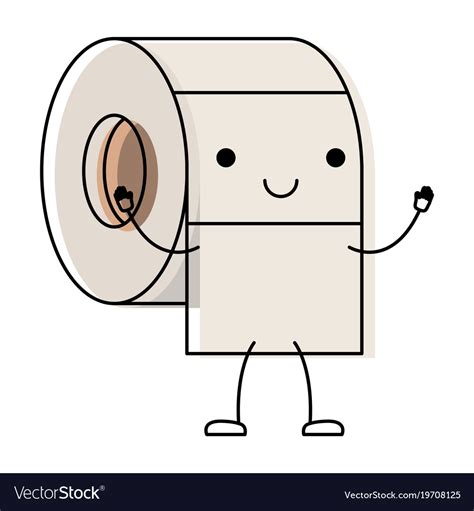 Kawaii cartoon toilet paper roll in colorful Vector Image