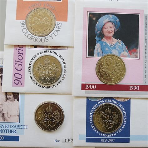 1990 The Queen Mother 90th Birthday Coin Cover Set First Day Covers