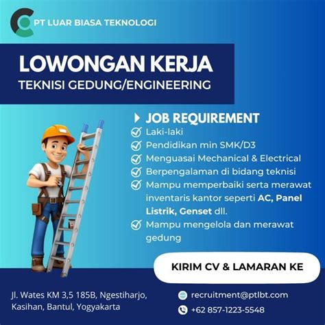 Lowongan Kerja Desk Collection Teknisi Gedung Engineering Di Pt Luar