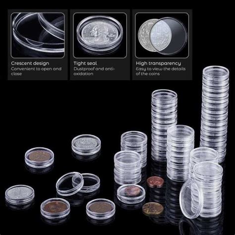 GS00847 Capsules pour pièces de monnaie 10 25 pièces 21 22 23 25 26 27