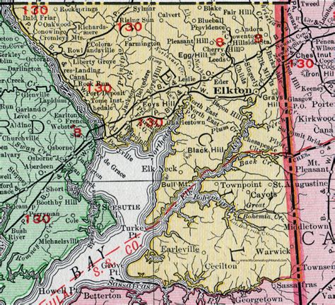 Cecil County Maryland Map 1911 Rand Mcnally Elkton Perryville