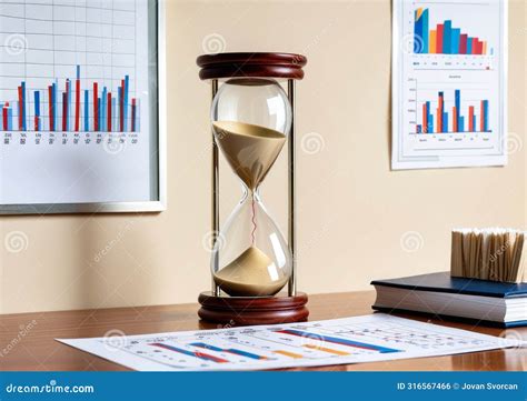 Time Management Concept Hourglass With Line Graphs Stock Illustration Illustration Of