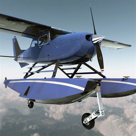 Cessna 172 Blue Seaplane Rigged Modèle 3d Modèle 3d 129 Max Free3d